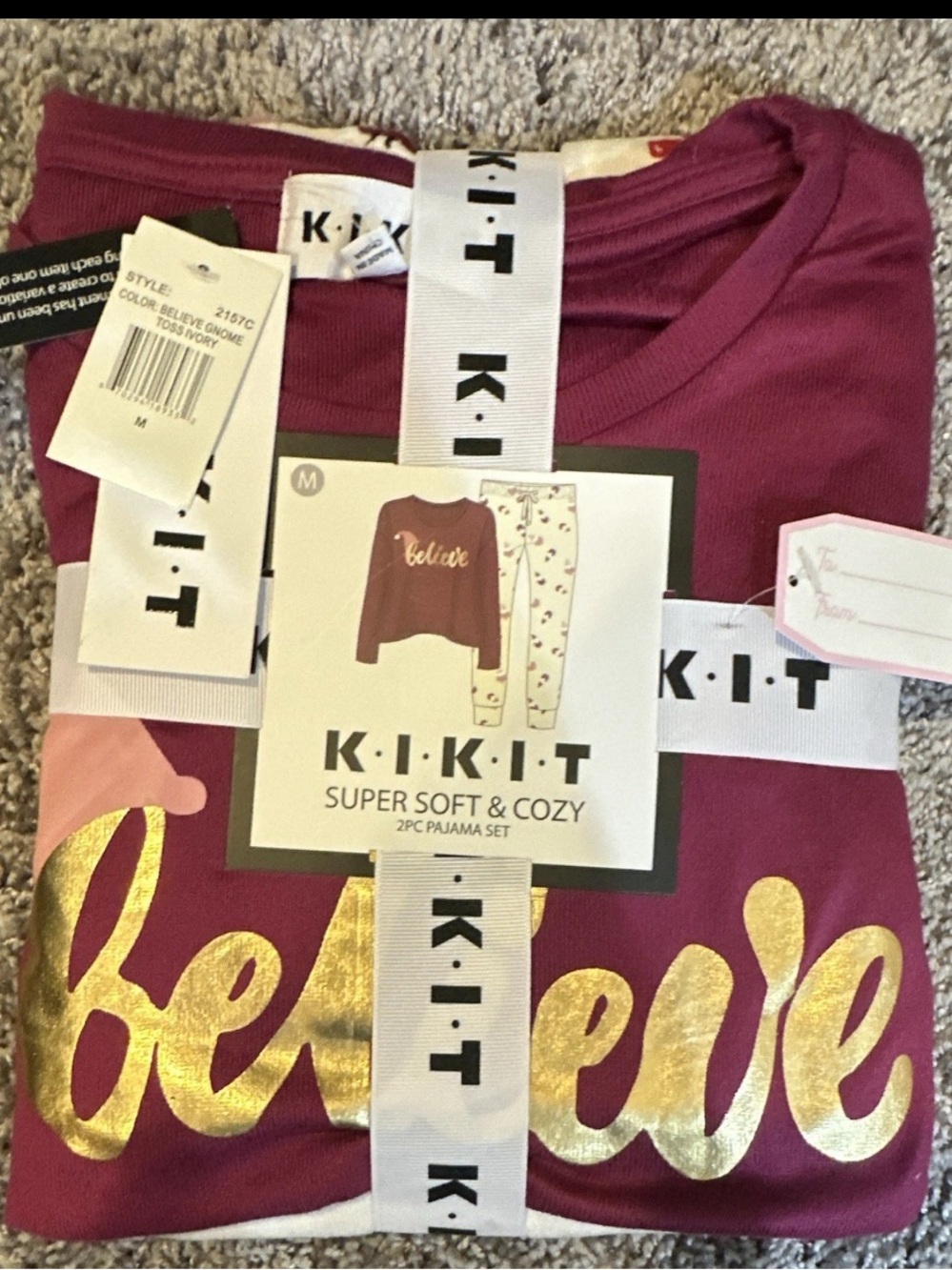 K.I.K.I.T Women's Maroon 'Believe' 2-Piece Pajama Set - Super Soft & Cozy